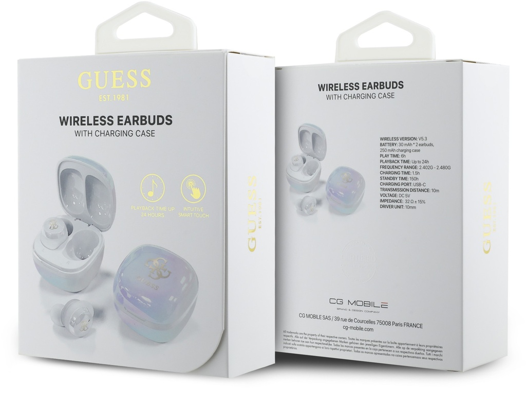 GUESS AURICULAR TWS MINI 4G LOGO BLANCO