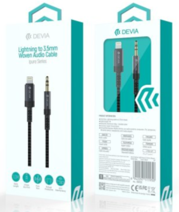 DEVIA CABLE IPURE JACK-LIGHTNING 3.5mm WOVEN 1M NEGRO