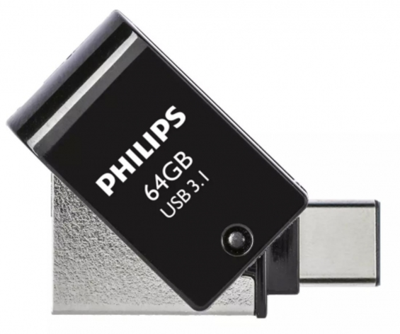 PHILIPS PENDRIVE 2 EN 1 USB + USBc 64GB NEGRO