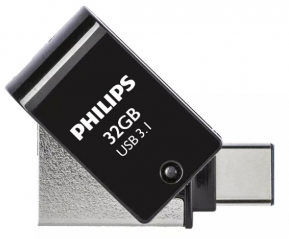 PHILIPS PENDRIVE 2 EN 1 USB + USBc 32GB NEGRO