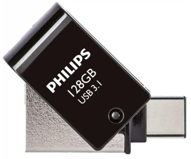 PHILIPS PENDRIVE 2 EN 1 USB + USBc 128GB NEGRO