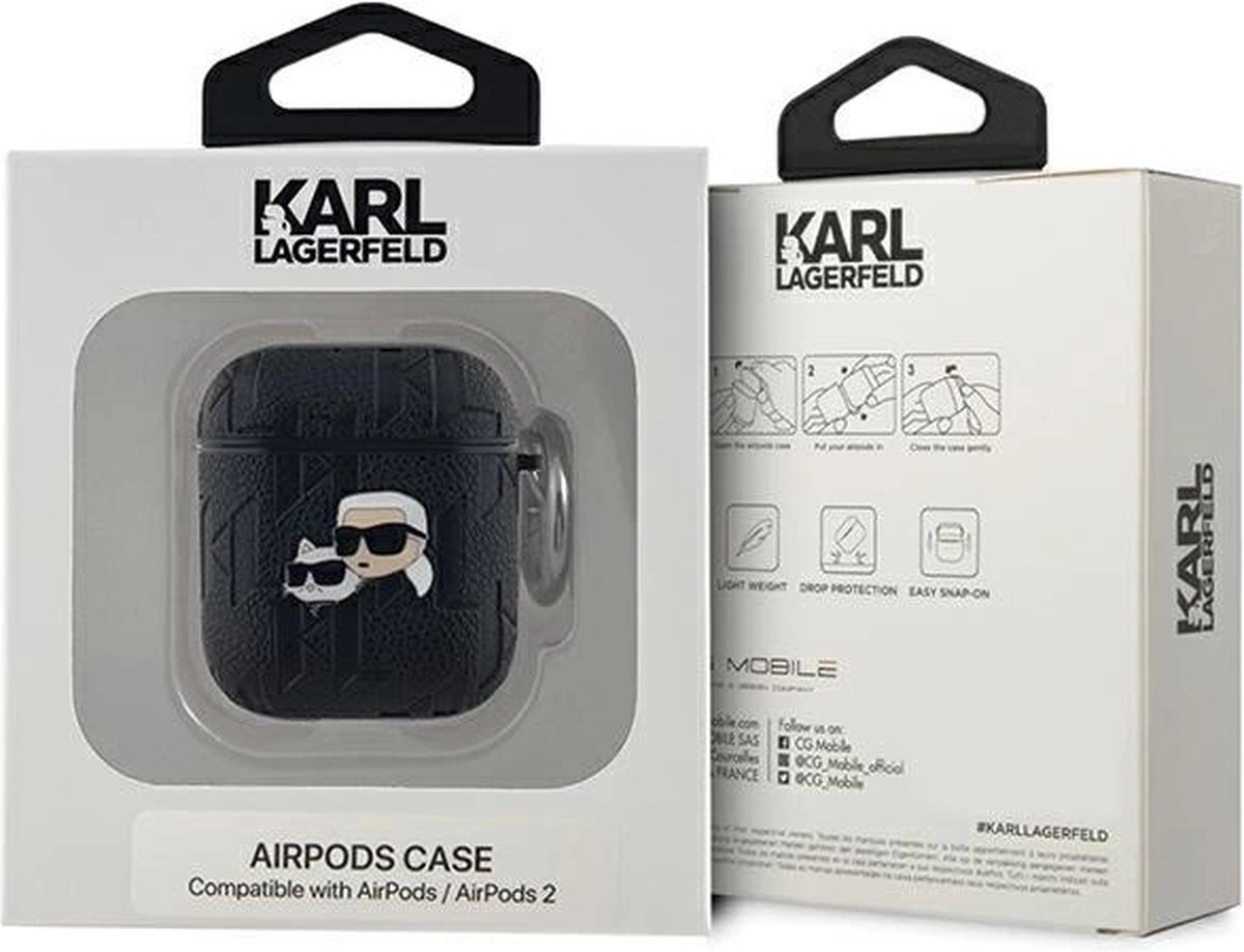 KARL LAGERFELD FUNDA K&C HEAD PIN AIRPODS 1/2 NEGRO