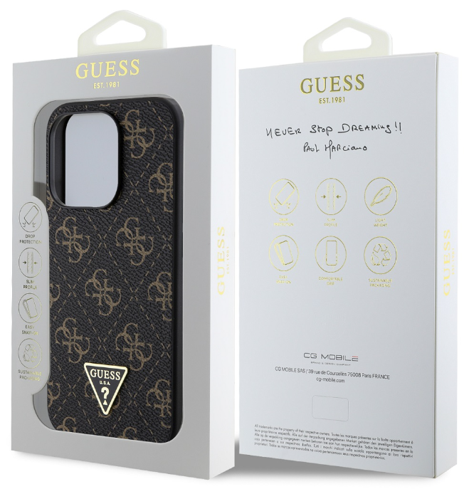 GUESS CARCASA 4G TRIANGLE LOGO IPHONE 16 PRO NEGRO