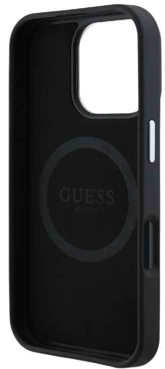 GUESS CARCASA MAGSAFE GRAINED TRIANGLE LOGO IPHONE 16 PRO NEGRO