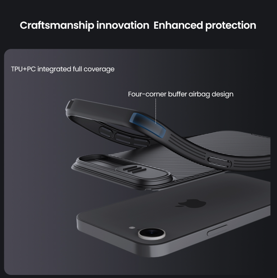 NILLKIN CARCASA CAMSHIELD IPHONE 16e NEGRO