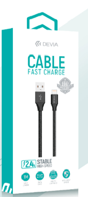 DEVIA cable GRACIOUS LIGHTNING 2.4a NEGRO