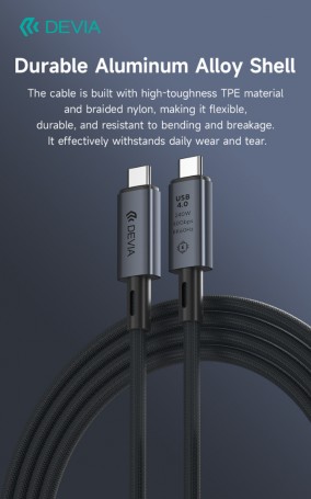 DEVIA CABLE EXTREME C-C 240W PD 40G BPS 8K 60Hz 1M NEGRO
