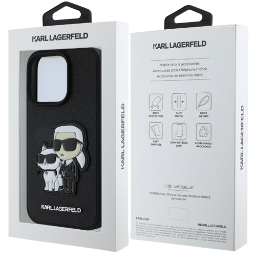 KARL LAGERFELD CARCASA SAFFIANO K&C IPHONE 15 PRO MAX NEGRO