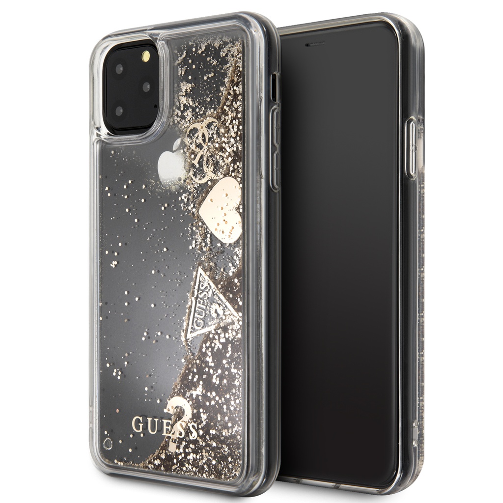 GUESS CARCASA GLITTER HEARTS IPHONE 11 PRO / X / Xs ORO