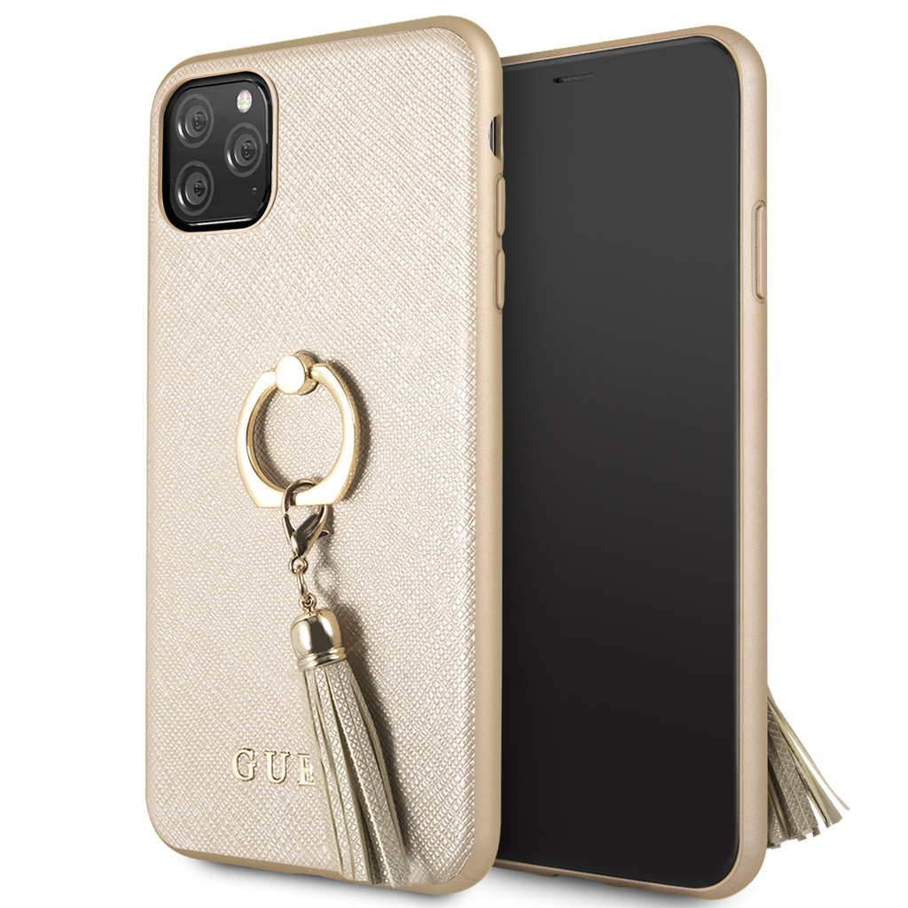 GUESS carcasa 'SAFFIANO' IPhone 11 PRO BEIGE con anillo