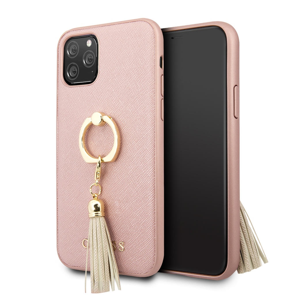 GUESS carcasa 'SAFFIANO' IPhone 11 PRO ROSA con anillo
