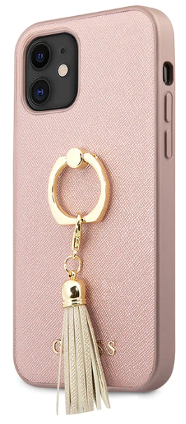 GUESS CARACSA 'SAFFIANO' IPHONE 12 MINI ROSA CON ANILLO