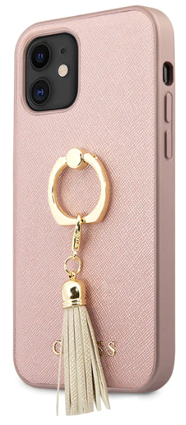 GUESS carcasa 'SAFFIANO' IPhone 12 MINI ROSA con anillo