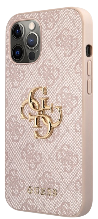 GUESS CARCASA METAL LOGO IPHONE 12 PRO MAX ROSA