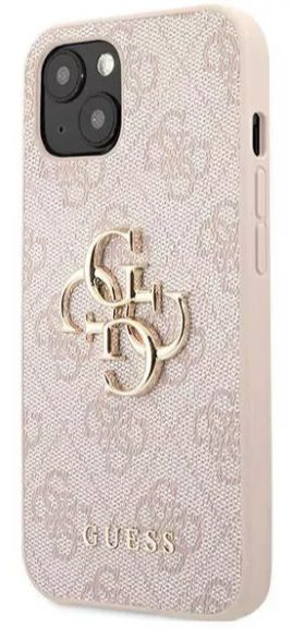 GUESS CARCASA METAL LOGO IPHONE 13 ROSA