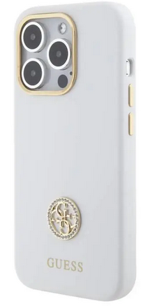 GUESS CARCASA SILICONE STRASS IPHONE 15 PRO BLANCO