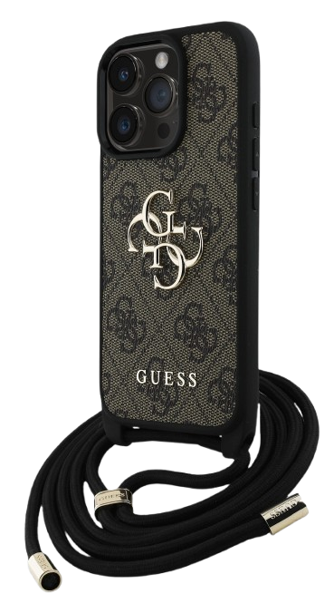 GUESS CARCASA CROSSBODY STRAP 4G IPHONE 16 PRO MARRON