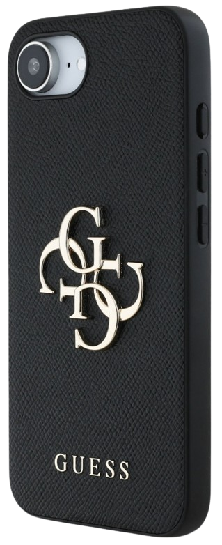 GUESS CARCASA GRAINED 4G IPHONE 17e/16e NEGRO