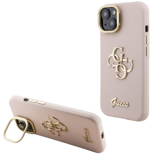 GUESS CARCASA GRAINED 4G SOPORTE CAMARA IPHONE 13 ROSA