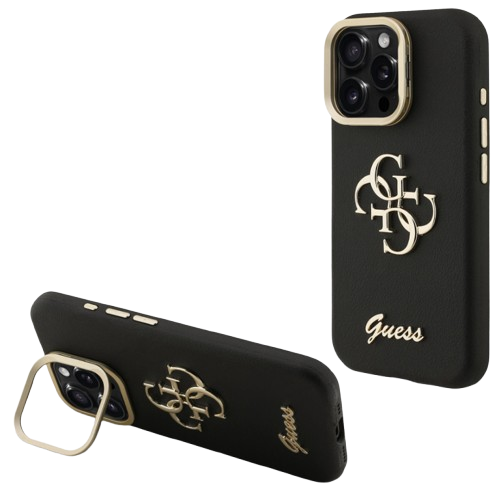 GUESS CARCASA GRAINED 4G SOPORTE CAMARA IPHONE 15 PRO MAX NEGRO