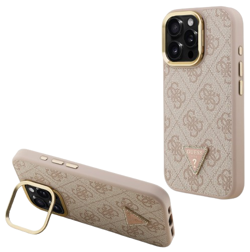 [GUHMP15XPCS4GPTP] GUESS CARCASA MAGSAFE 4G TRIANGLE SOPORTE CAMARA IPHONE 15 PRO MAX ROSA