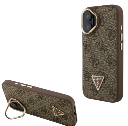 [GUHMP16SPCS4GPTW] GUESS CARCASA MAGSAFE 4G TRIANGLE SOPORTE CAMARA IPHONE 16 MARRON