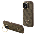GUESS CARCASA MAGSAFE 4G TRIANGLE SOPORTE CAMARA IPHONE 16 PRO MARRON