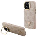 GUESS CARCASA MAGSAFE 4G TRIANGLE SOPORTE CAMARA IPHONE 16 PRO ROSA