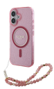 GUESS CARCASA MAGSAFE GLITTER PEARL STRAP IPHONE 16 ROSA