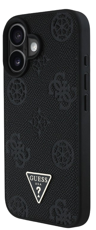 GUESS CARCASA MAGSAFE GRAINED PEONY TRIANGLE IPHONE 16 NEGRO