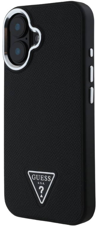 GUESS CARCASA MAGSAFE GRAINED TRIANGLE LOGO IPHONE 16 NEGRO
