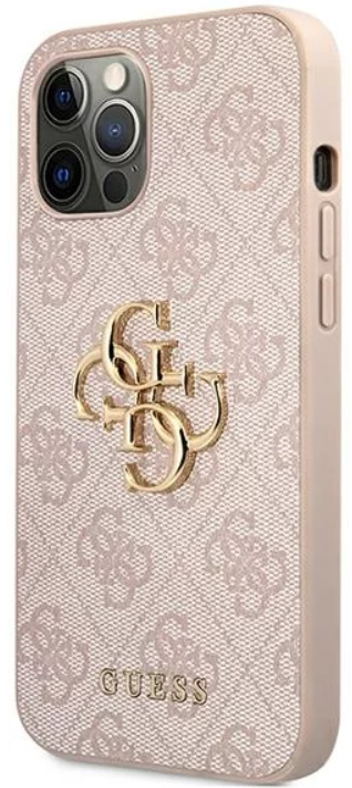 GUESS CARCASA METAL LOGO IPHONE 12/PRO ROSA