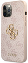 GUESS CARCASA METAL LOGO IPHONE 12/PRO ROSA