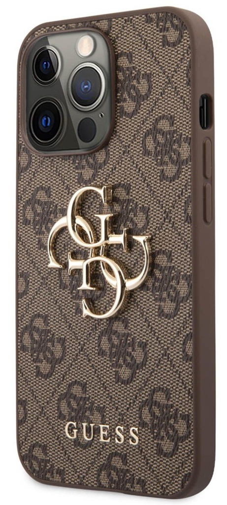 [GUHCP13X4GMGBR] GUESS CARCASA METAL LOGO IPHONE 13 PRO MAX MARRON