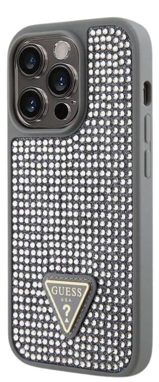 GUESS CARCASA RHINESTONE IPHONE 16 PRO PLATA
