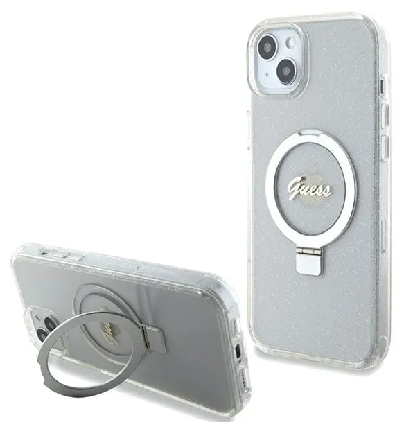 GUESS CARCASA RING MAGSAFE GLITTER IPHONE 15 PLUS