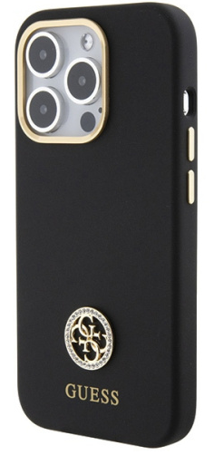 GUESS CARCASA SILICONE STRASS IPHONE 15 PRO NEGRO