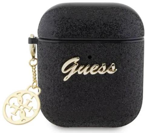 GUESS FUNDA GLITTER CHARM AIRPODS 1/2 NEGRO