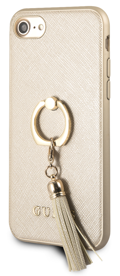 GUESS CARCASA SAFFIANO ANILLO IPHONE 12 MINI BEIGE