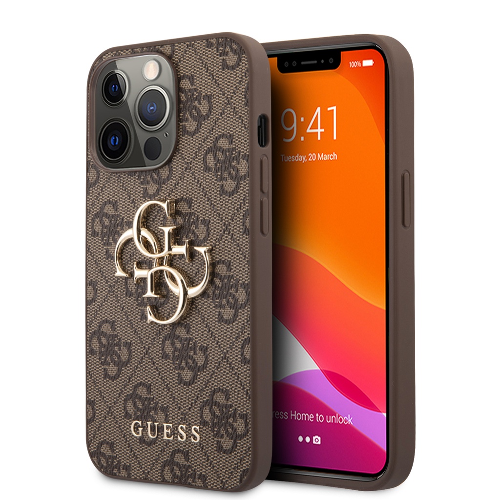 [GUHCP14L4GMGBR] GUESS CARCASA 4G METAL LOGO IPHONE 14 PRO MARRON