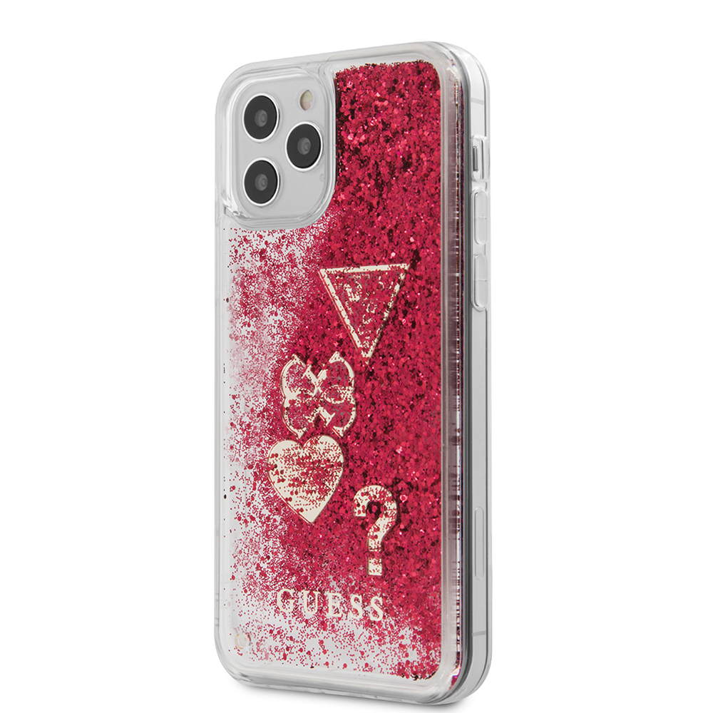 GUESS carcasa GLITTER iphone 12 MINI ROJO