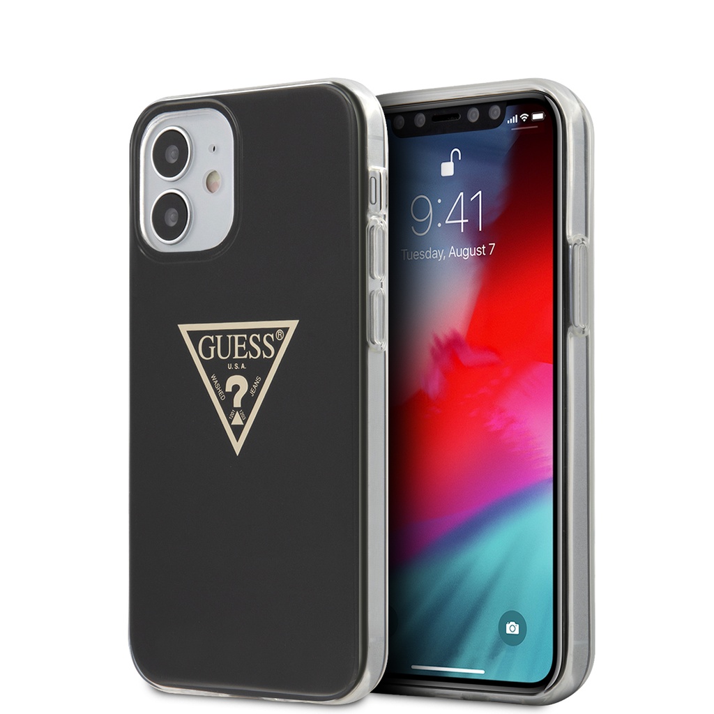 GUESS carcasa METALLIC iphone 12 MINI NEGRO