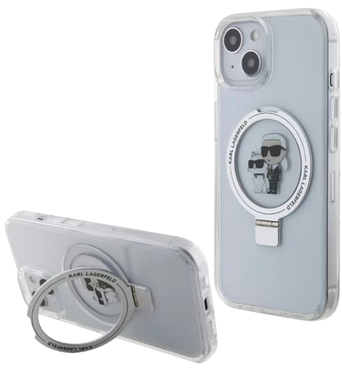 KARL LAGERFELD CARCASA MAGSAFE RINGSTAND KC IPHONE 16 PLUS BLANCO