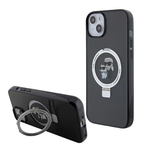 KARL LAGERFELD CARCASA MAGSAFE RINGSTAND KC IPHONE 16 PLUS NEGRO