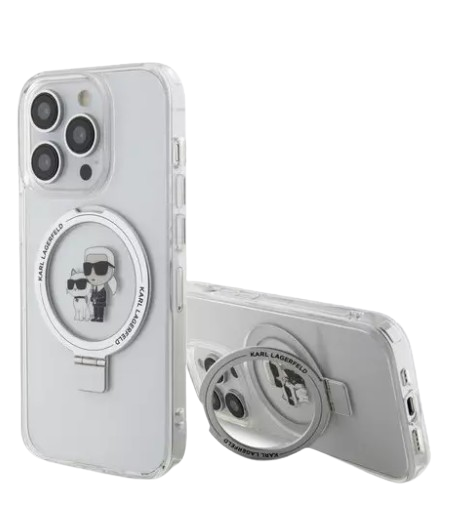 KARL LAGERFELD CARCASA MAGSAFE RINGSTAND KC IPHONE 16 PRO MAX BLANCO