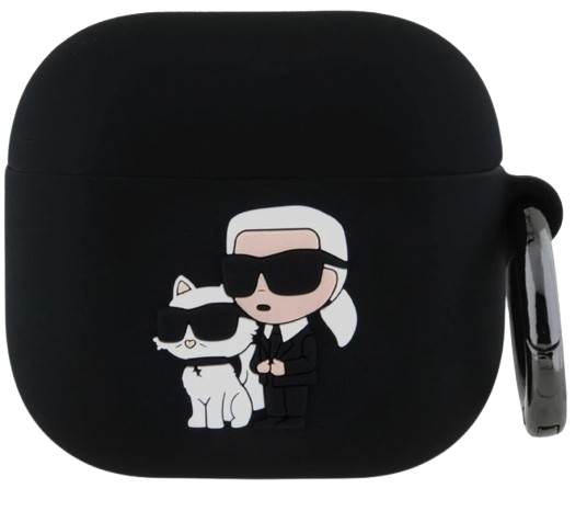 KARL LAGERFELD FUNDA SILICONA 3D K&C AIRPODS 4 NEGRO