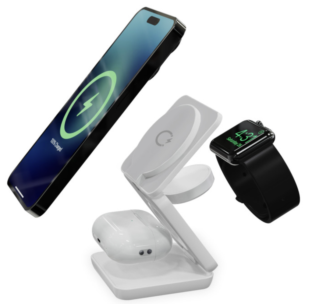 [BXCQIMAG01] KSIX CARGADOR INDUCCION CUBE PLEGABLE 15W 3 EN 1 BLANCO