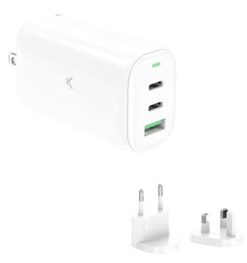 KSIX CARGADOR REDTRAVEL 2XUSB-C 1XESB 65W GAN EU/UK BLANCO