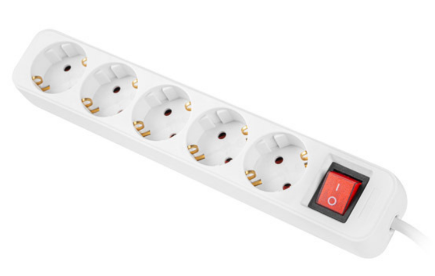 [PS105F0300W] LANBERG REGLETA 5 TOMAS CON INTERRUPTOR 3M BLANCO