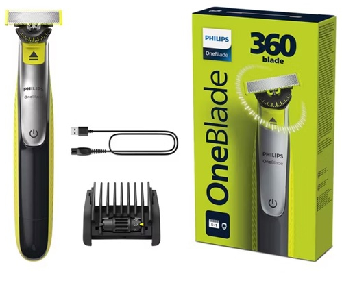 PHILIPS CORTABARBA ONEBLADE 360° / PEINE 5 LONGITUDES QP2734/23